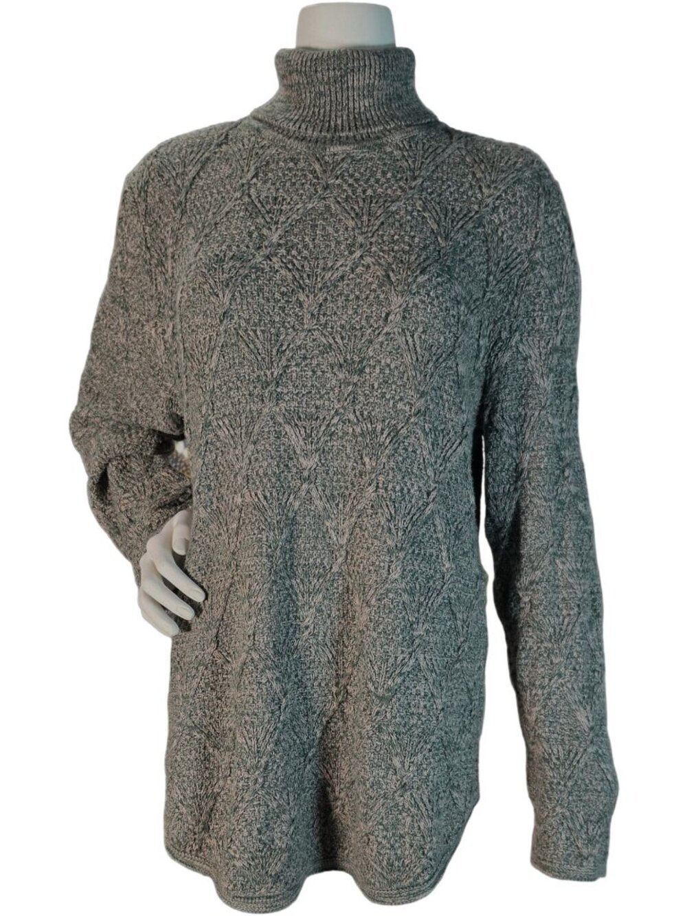 Eight Eight Eight Y2K Vintage 100% Cotton Chunky Diamond Knit Sweater XL Green